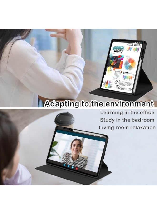 لـ Xiaomi Redmi Pad 2 11 بوصة 2025 غطاء الحالة ، حالة حماية اللوح ، تصميم دوران 360 درجة أكريليك ، إيقاظ / نوم تلقائي ، جلد ناعم ، أسود - Image 3